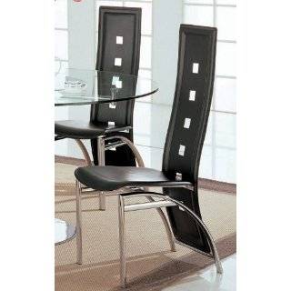Contemporary Dining Chair in black bonded leather with chrome legs 