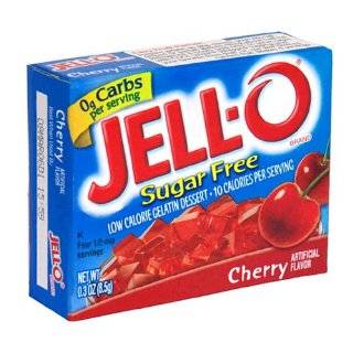 Jell O Sugar Free Gelatin Dessert, Cherry, 0.3 Ounce Boxes (Pack of 24 