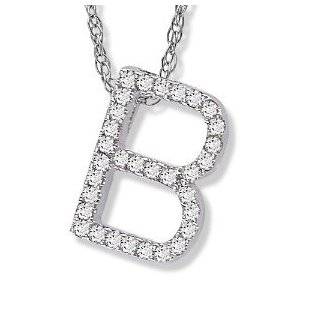  14K White Gold Diamond C Initial Pendant, 16 Necklace Jewelry
