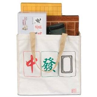    Mahjong Canvas Shopping Tote Bag with Tile Design Toys & Games