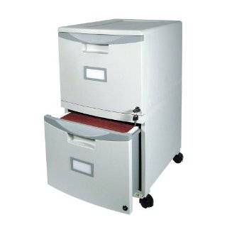 Storex Wheeled Two Drawer Filing Cabinet, 18 Inches, Light Grey 