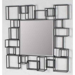   modern geometric square decorative art décor metal frame wall mirror