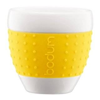 Bodum 8 ounce Pavina Porcelain Cups with Silicone Grip, Yellow, Set of 