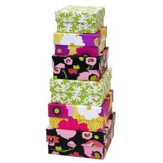 Xonex Floral Nesting Boxes, Nested 6 Assorted Paper Board Gift Boxes 