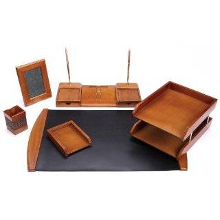   Goods Six Piece Brown Oak Wood Desk Set (W016)