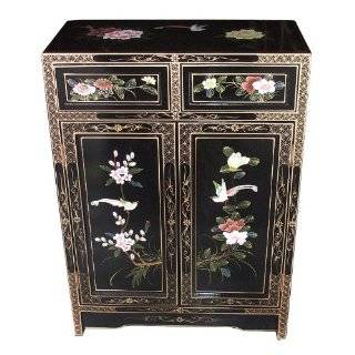 Oriental Furniture 2 Drawers 2 Doors Chest w. Glass Top