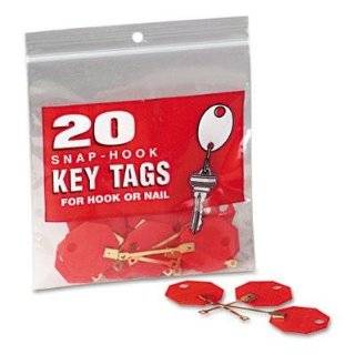   Key Tags, Red, Numbered Sequence   01   20, 1 1/4H Inch, Plastic/Brass