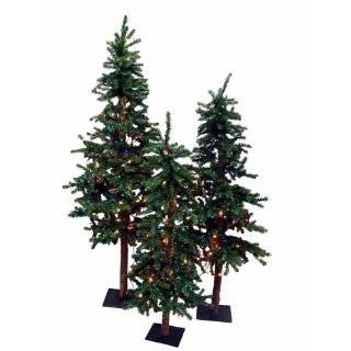  Set of 3 Pre Lit Silver Alpine Tinsel Christmas Trees 2 3 