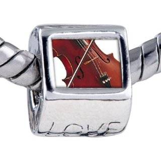 Pandora Style Bead Classical Music Violin Beads Fits Pandora Bracelet