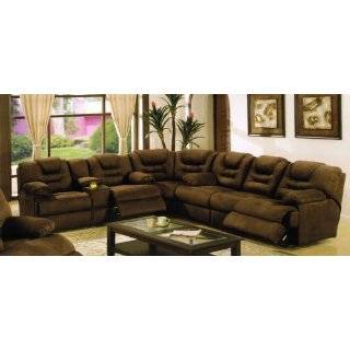 Sectional Recliner Sofa with Cup Holders in Chocolate Microfiber