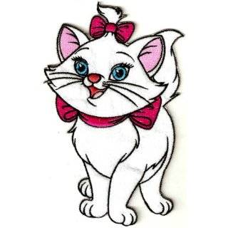   white cat w pink bow large Embroidered Iron On / Sew On Patch