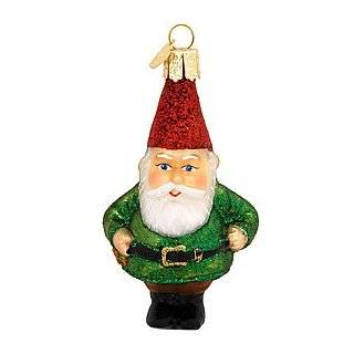  4 Green Santa Claus Gnome with Basket of Mushrooms 