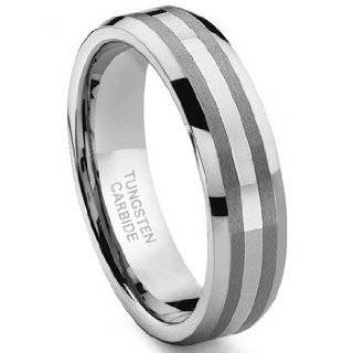 6MM Tungsten Carbide 14K White Gold Inlay Wedding Band Ring Size 5 13