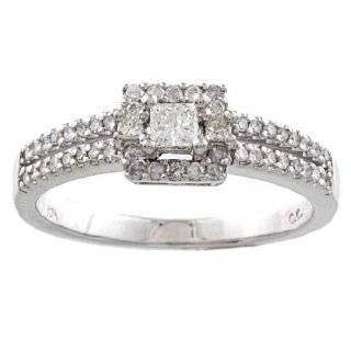  White Gold 2/3ct TDW Pave Princess Diamond Engagement Ring 
